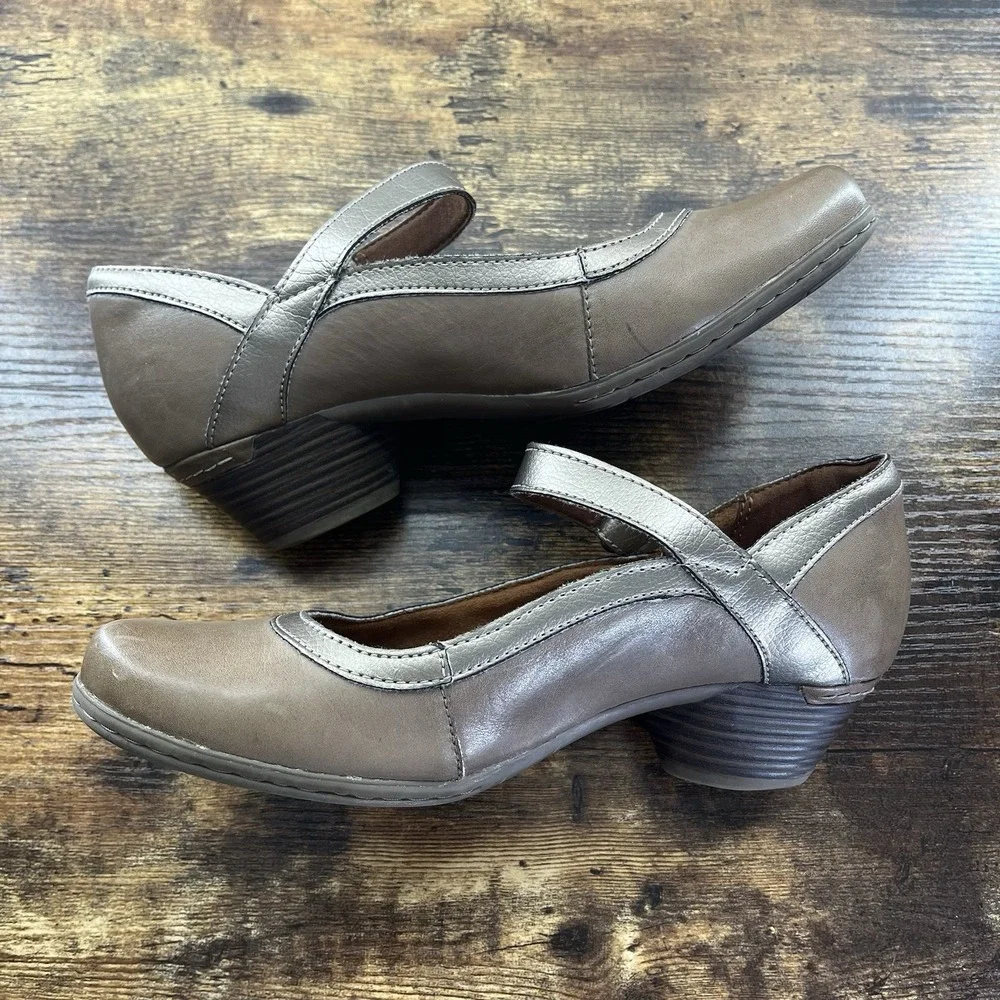 Cobb Hill Taupe Brown Leather Women's Mary Janes Low Heel Pumps Shoes Size 6.5 - Picture 4 of 9